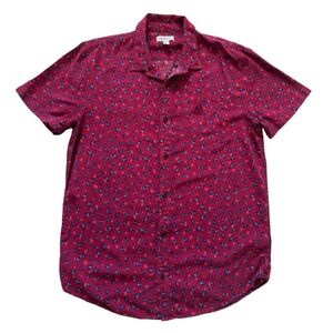 The Rail Men's Button Down Short Sleeve Red Printed Size XL